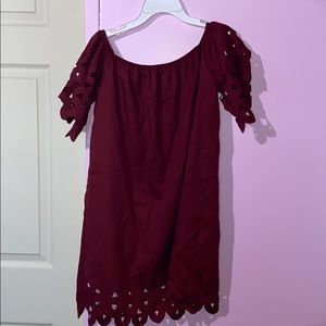 Maroon off the shoulder dress
